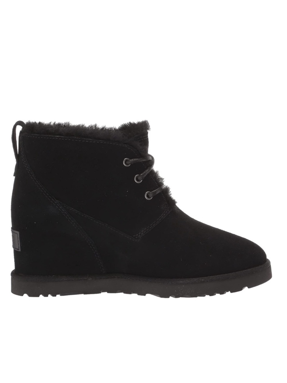 UGG Classic Femme Lace Ankle Suede Sheepskin Wedge Bootie Black NWT 1126674